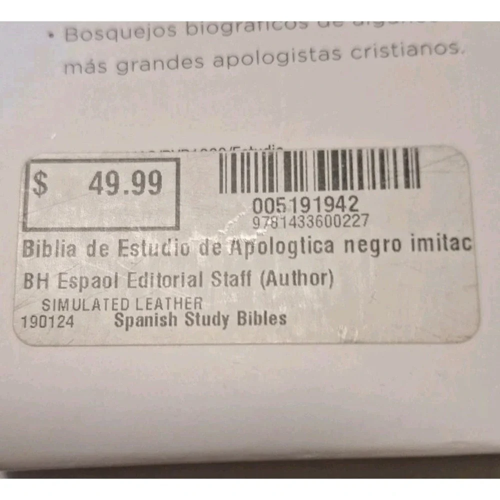 Biblia Pastoral de Estudio de Apologetica RV1960‎ imit piel negro Spanish Study